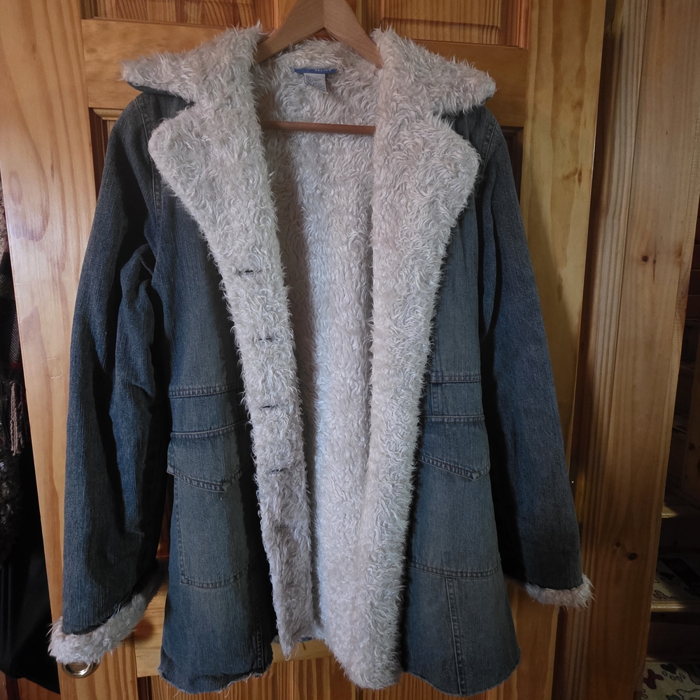 dELiA*s Denim Jacket with Cream Faux Fur Lining